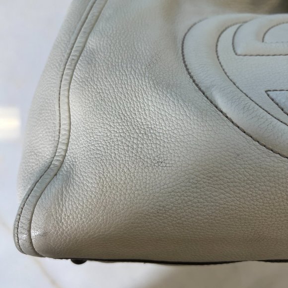 Gucci Pebbled Calfskin Soho Shoulder Bag Off White - Picture 7 of 15